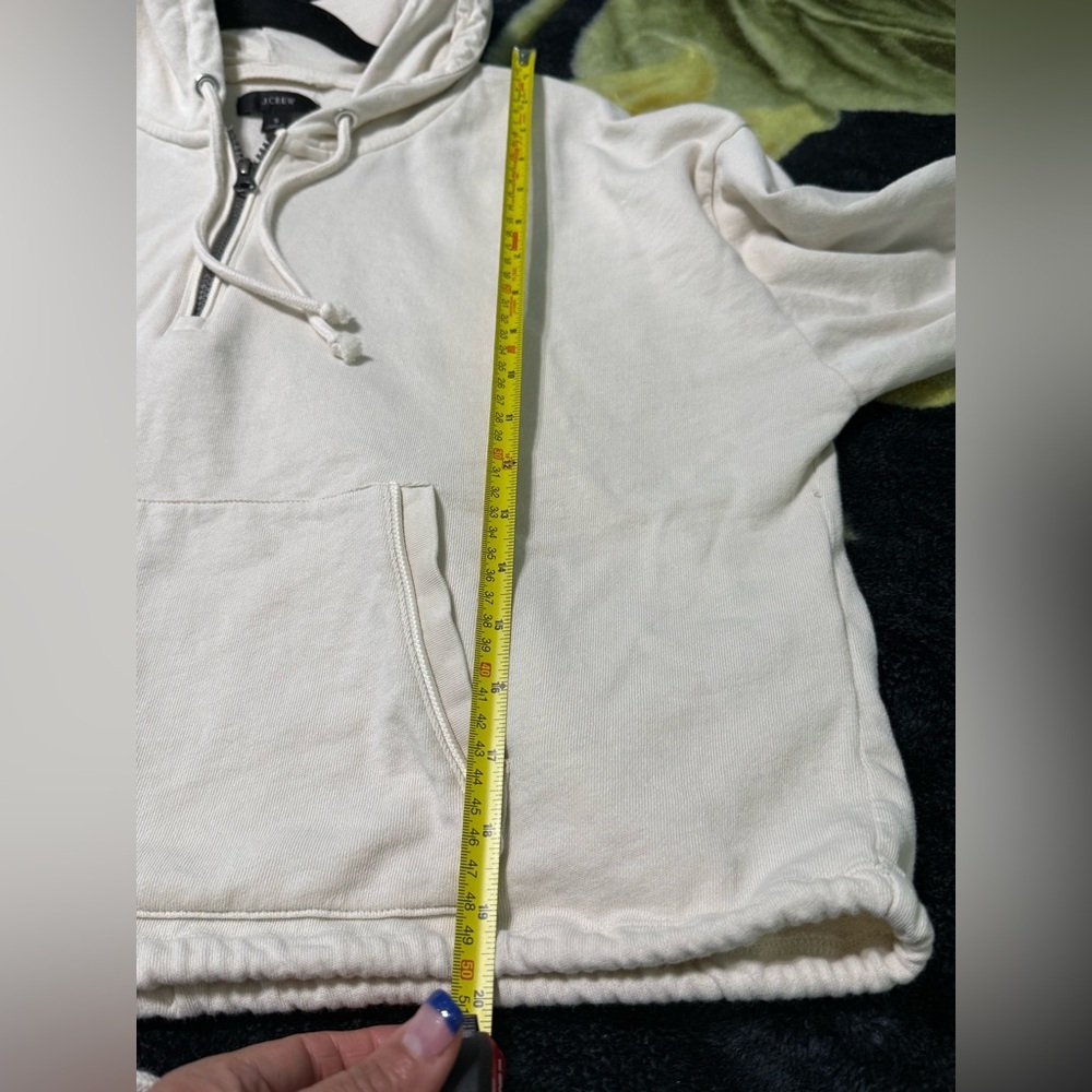 J.Crew white cropped hoodie with drawstring waist and pockets. Size S - Picture 3 of 5